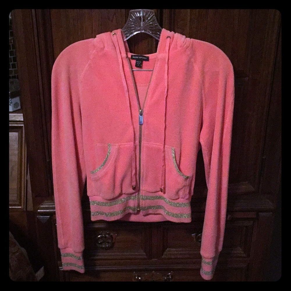 Bebe Sport pink velour zip up Size Small